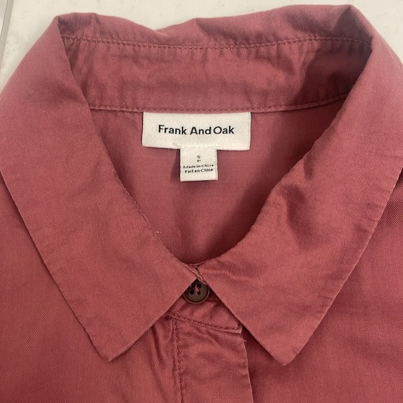 Frank & Oak Dusty Rose Button Down Shirt Long Sleeve Button Cuff Pocket Size S - Picture 8 of 14